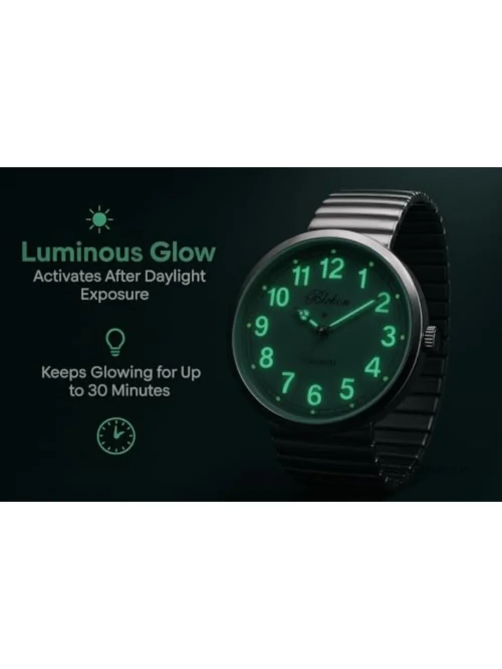 Super Large Face Stretch Band Watch Quartz Movement Luminous Hands